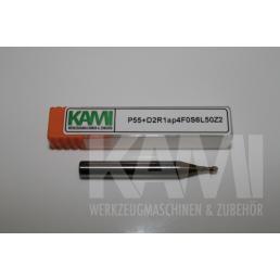 Vollradiusfräser 2 Schneiden P55+D2R1ap4F0S6L50Z2