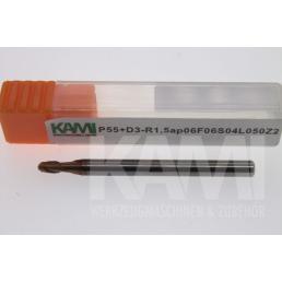 Vollradiusfräser 2 Schneiden P55+D3-R1,5AP06F06S04L050Z2